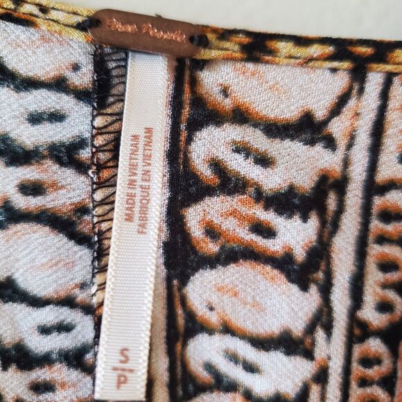 Free People Cropped V Neck Boho Top Size S Tribal Tropical Festival Long Sleeve - Picture 3 of 13